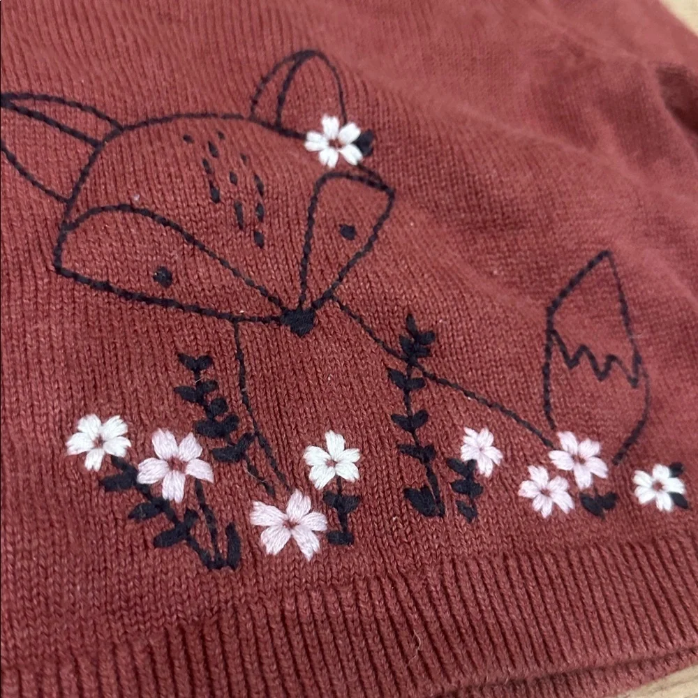 Gap baby girl Rust Sweater with Fox Design 12/18m